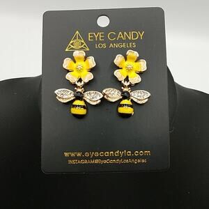 Eye Candy Los Angeles Honeybee Enamel Earrings